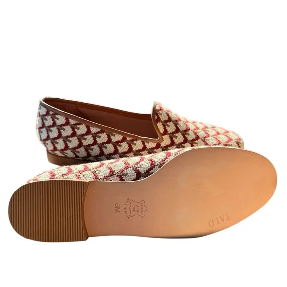 Vintage Needlepoint ZALO Women's Red, Cream, and Green Loafers - Picture 2 of 5